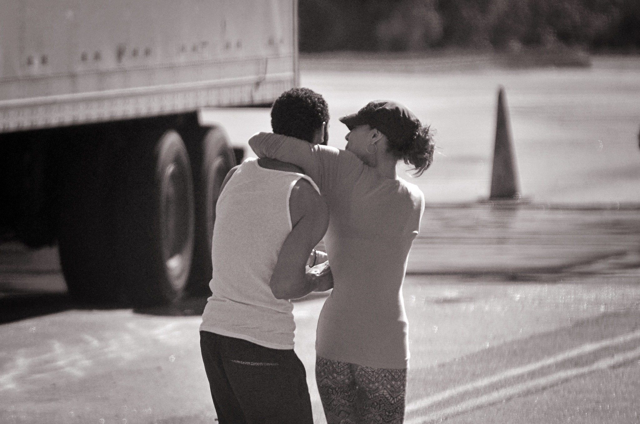 Woman Welcomes Trucker Home